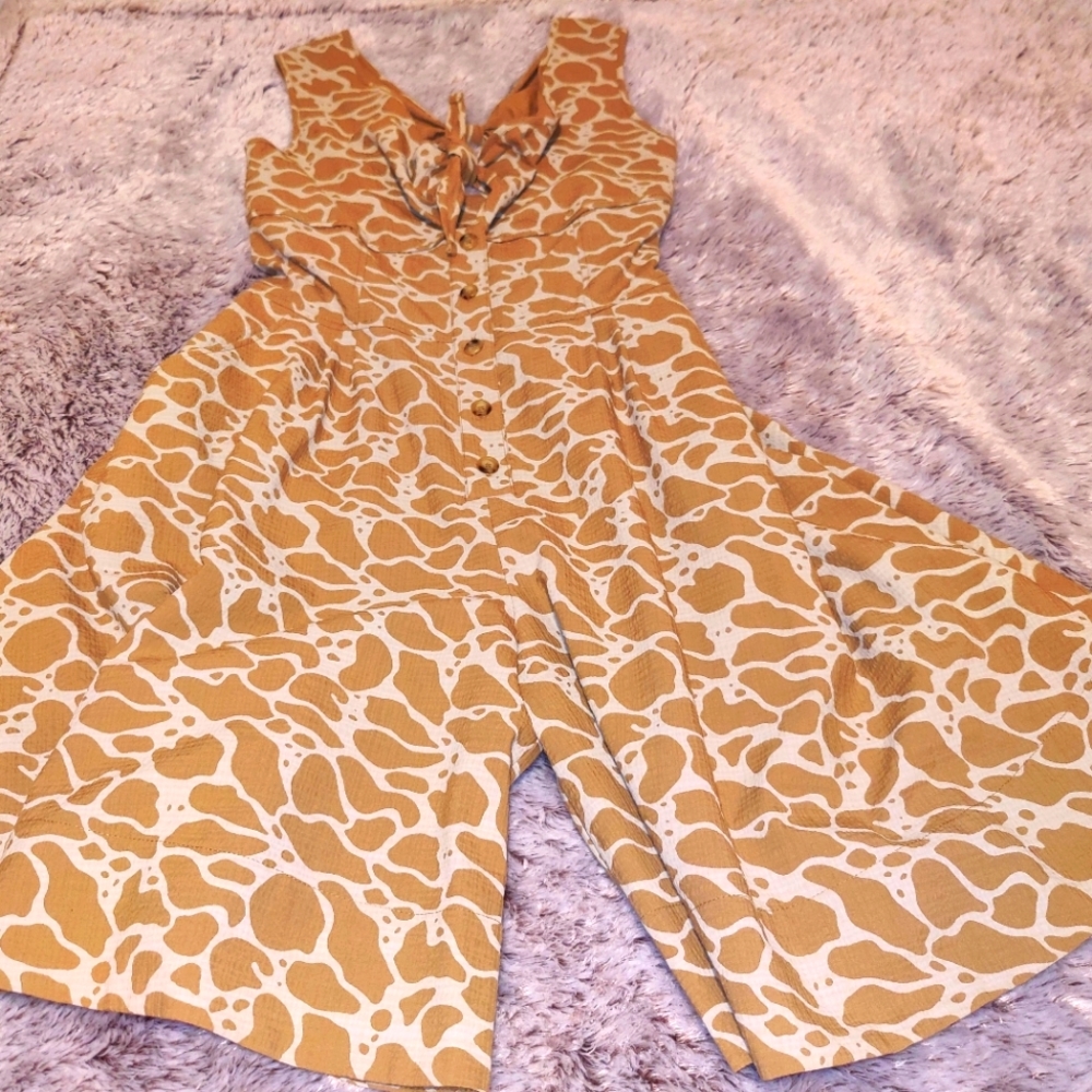 Brown and Cream Patterned Jumpsuit by B Store- Savile Row London